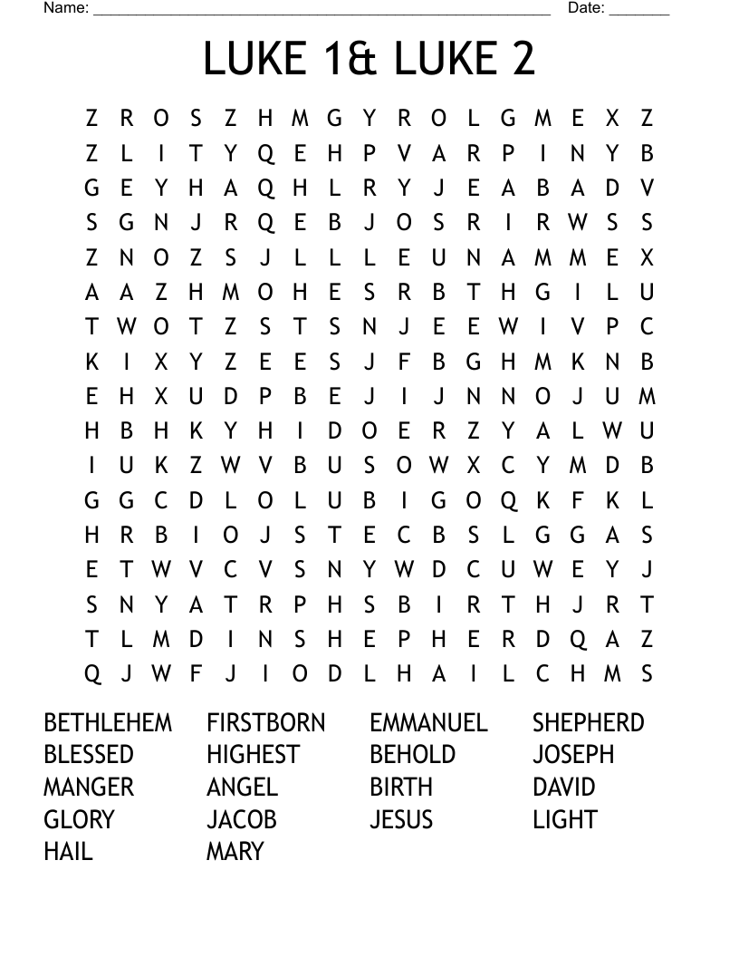 LUKE 1& LUKE 2 Word Search