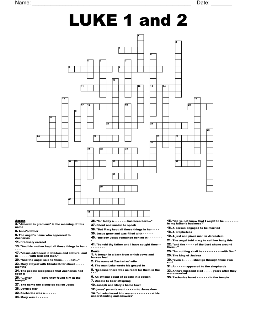 LUKE 1 and 2 Crossword