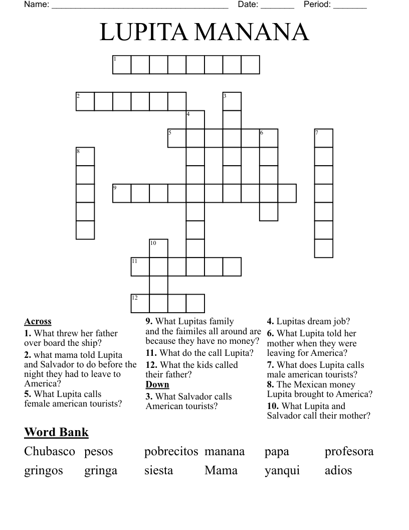 LUPITA MANANA Crossword