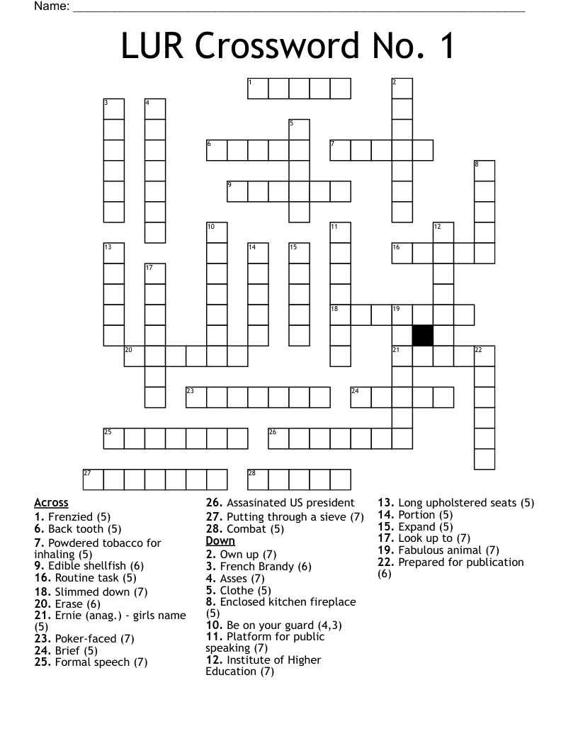 LUR Crossword No. 1