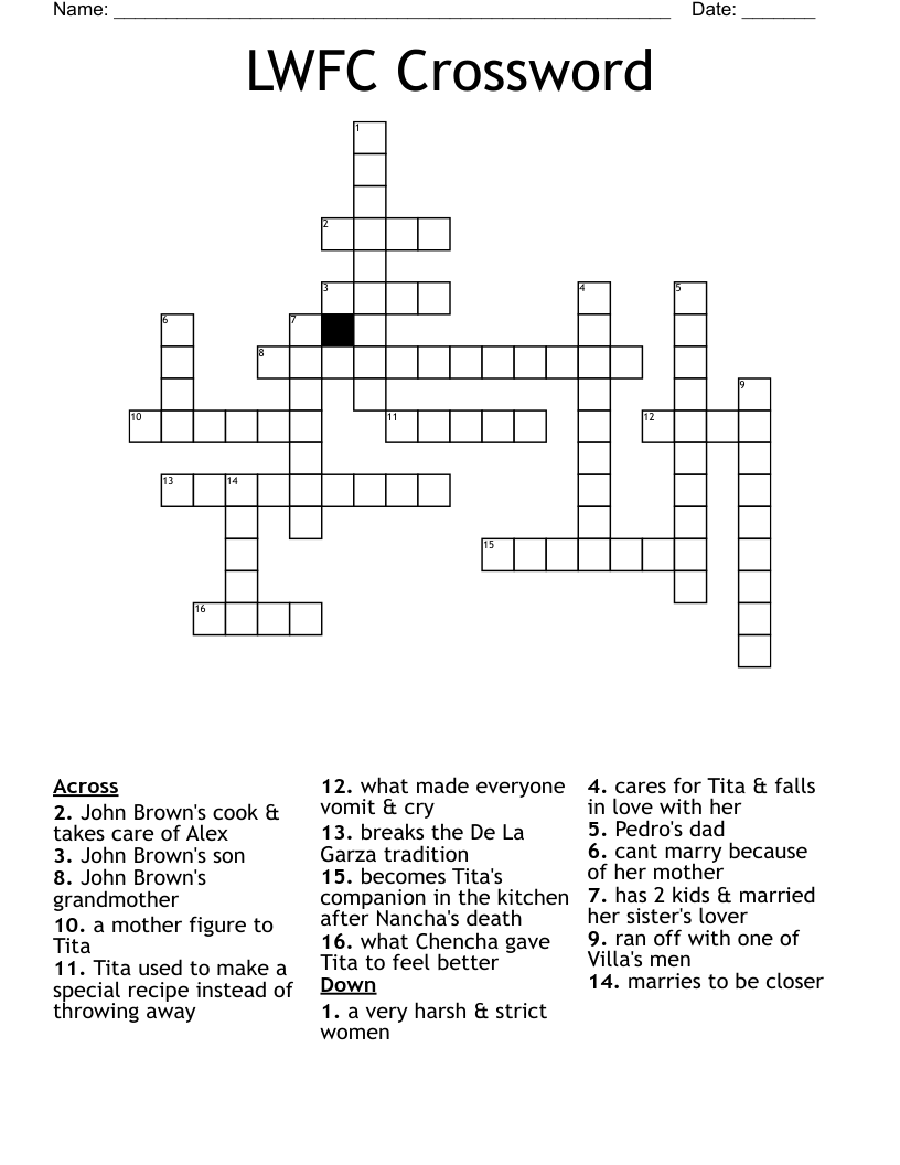 LWFC Crossword