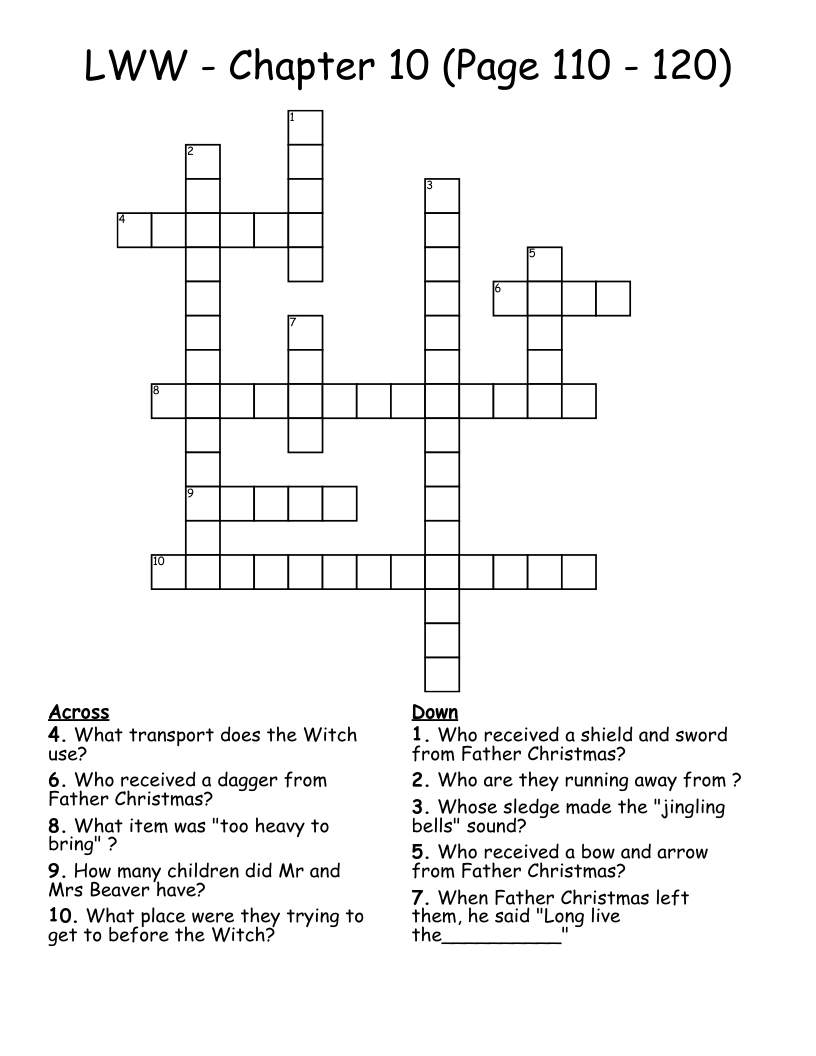 LWW - Chapter 10 (Page 110 - 120) Crossword