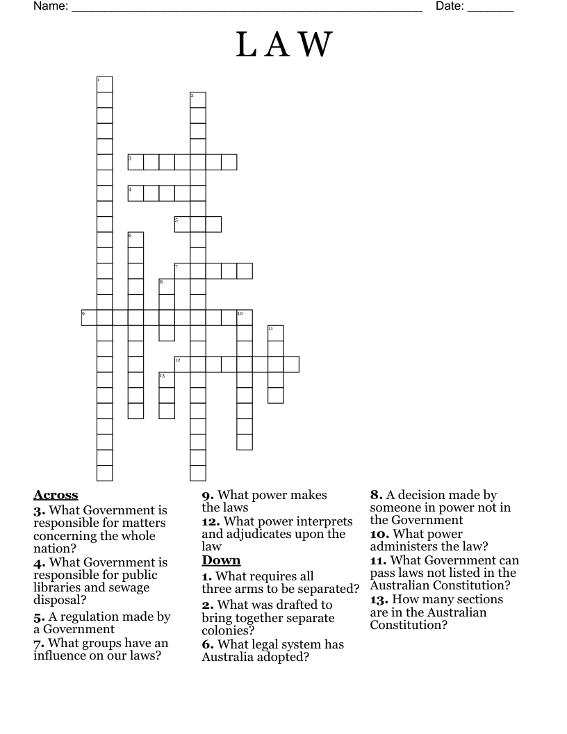 L A W Crossword