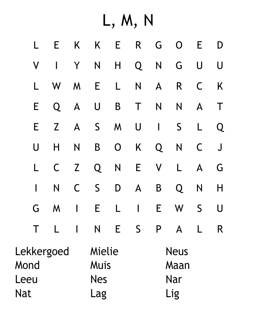 L, M, N  Word Search