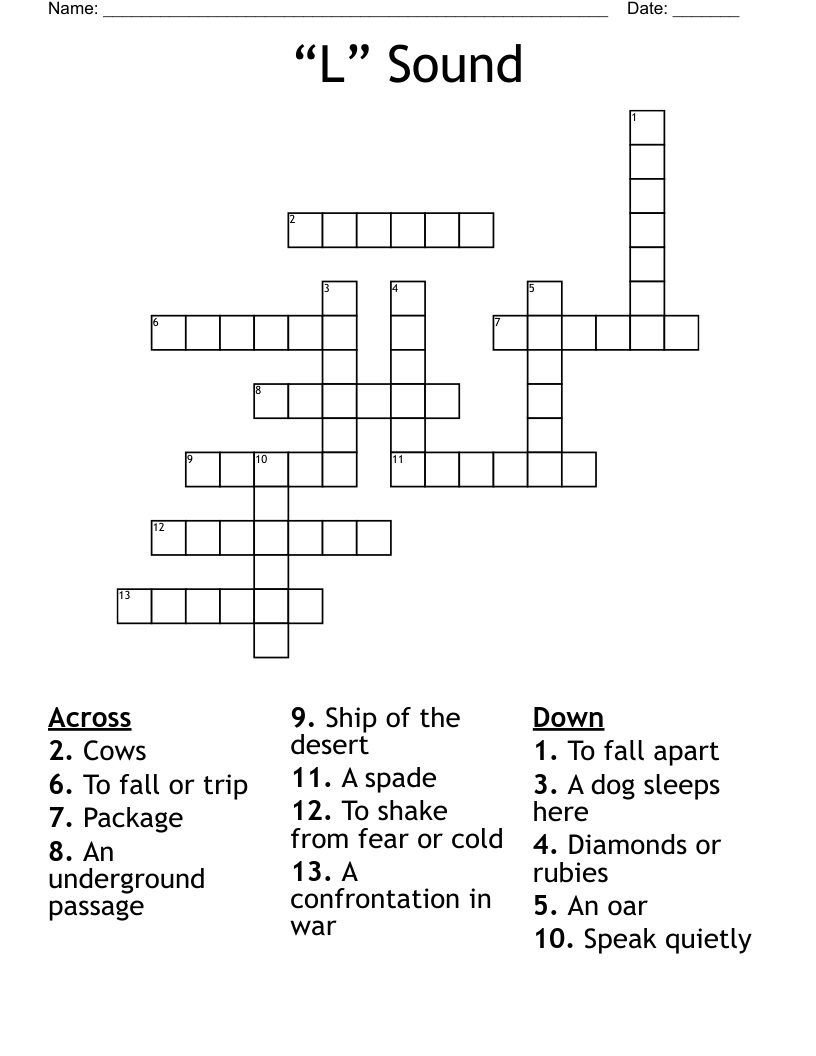 “L” Sound Crossword