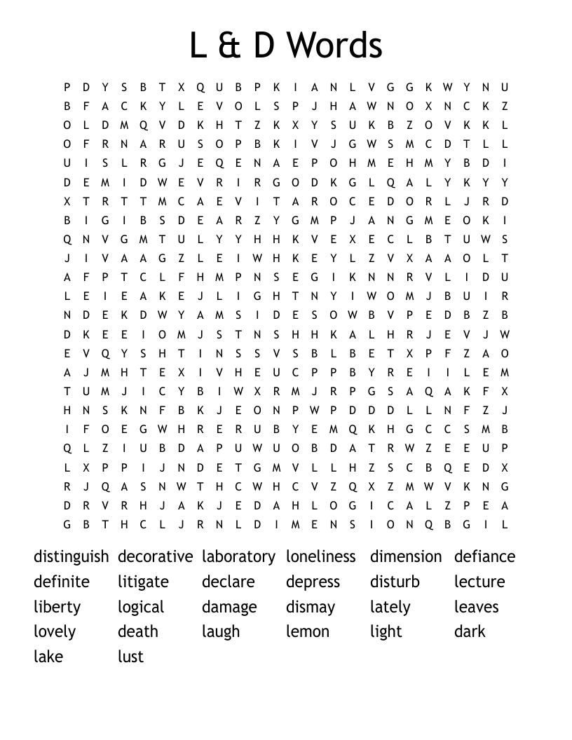 L & D Words  Word Search