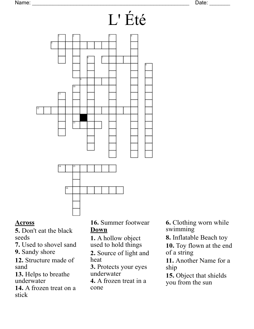 L' Été Crossword