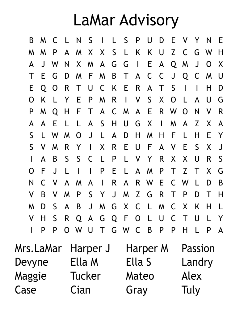 LaMar Advisory Word Search