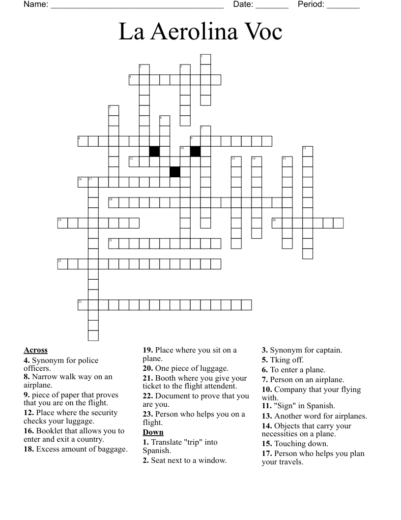 La Aerolina Voc Crossword