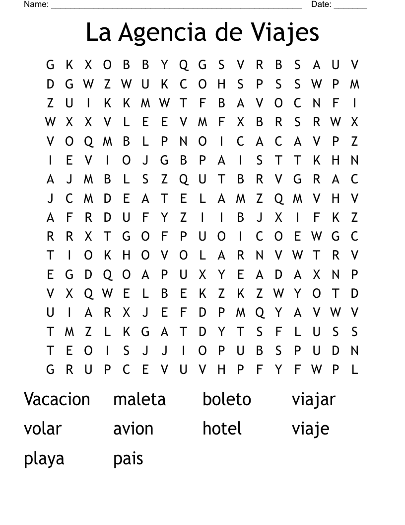 La Agencia de Viajes Word Search