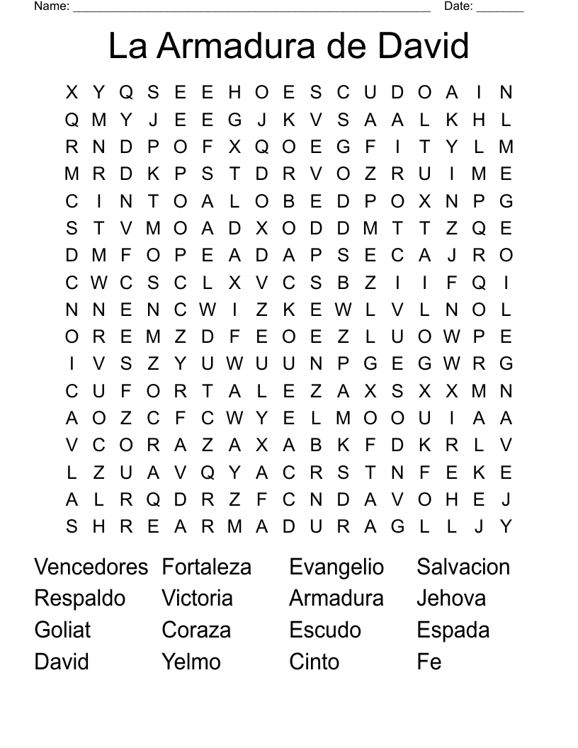 La Armadura de David Word Search