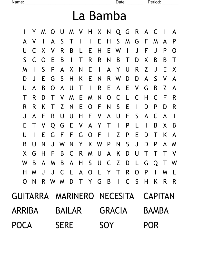 La Bamba Word Search