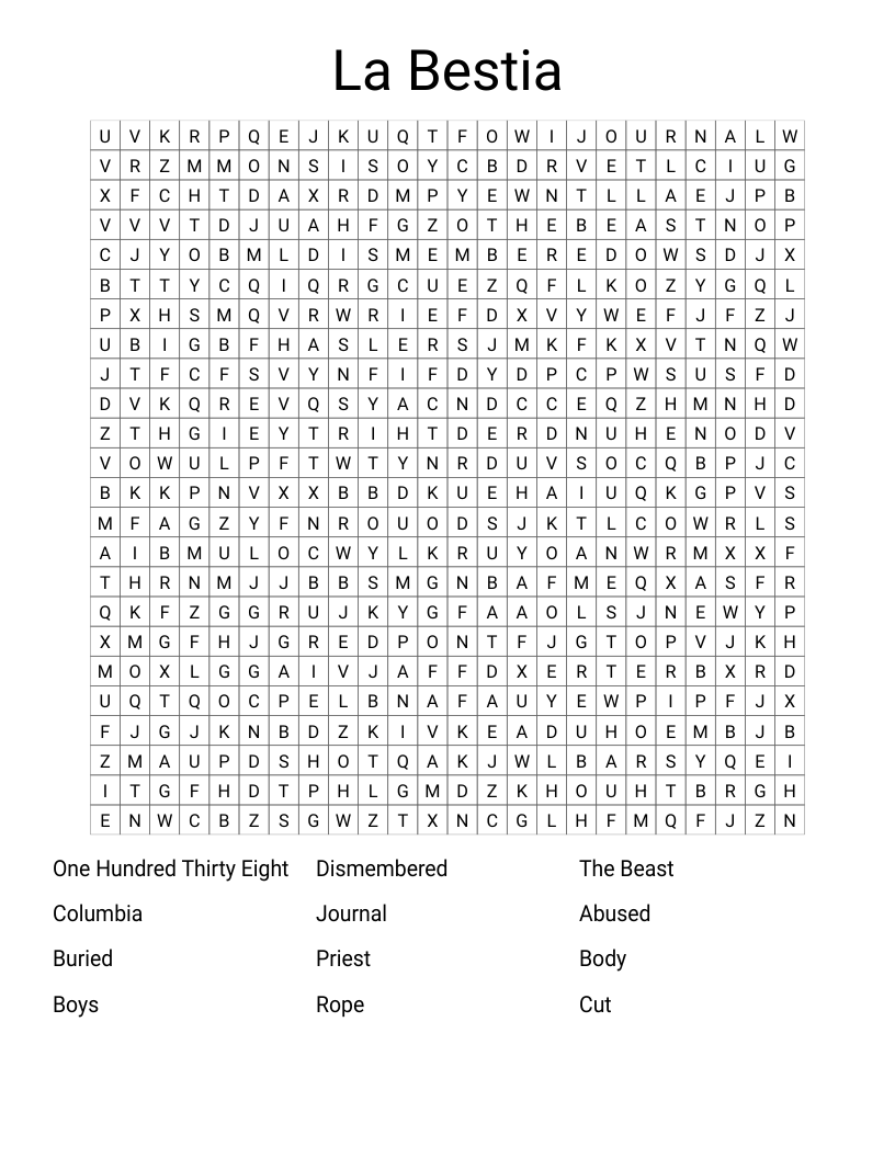 La Bestia Word Search