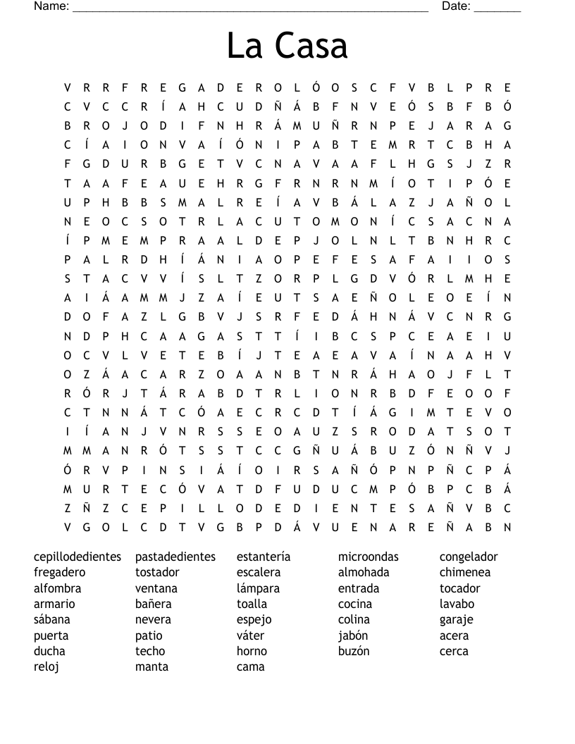 La Casa Word Search
