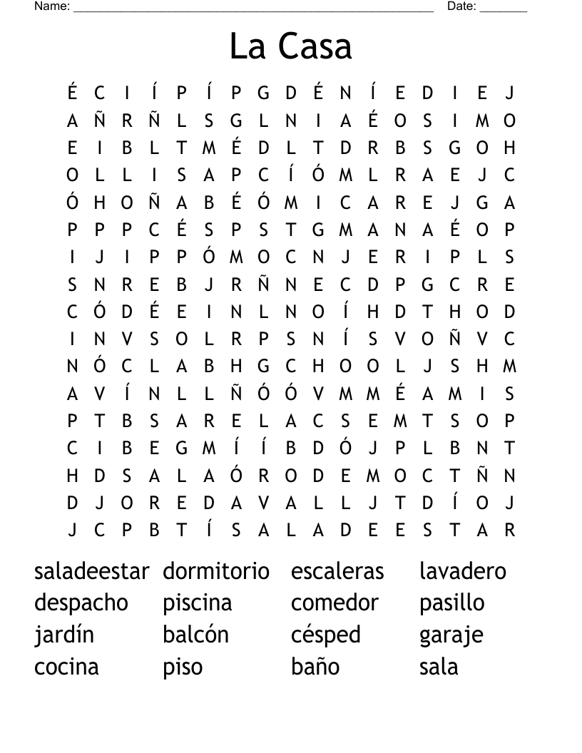 La Casa Word Search