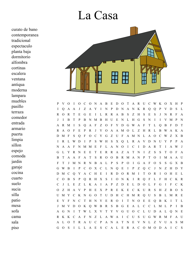 La Casa Word Search
