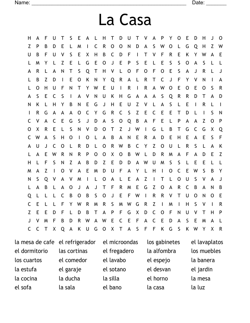 La Casa Word Search