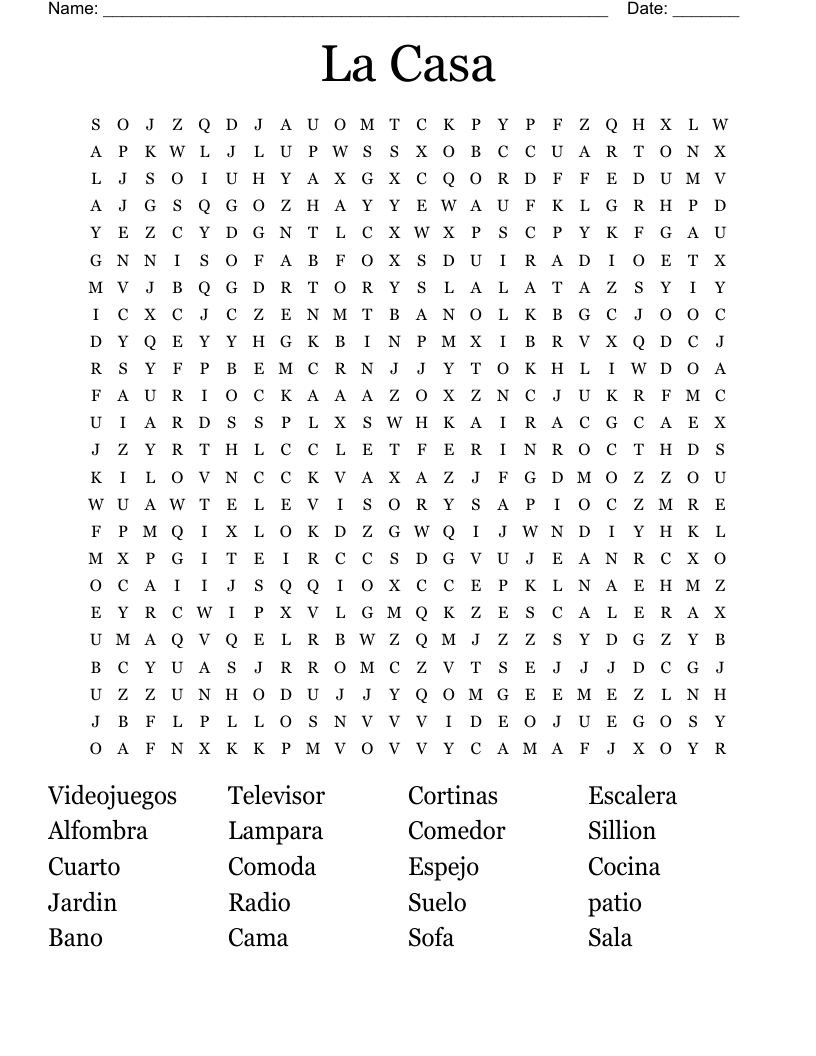 La Casa Word Search