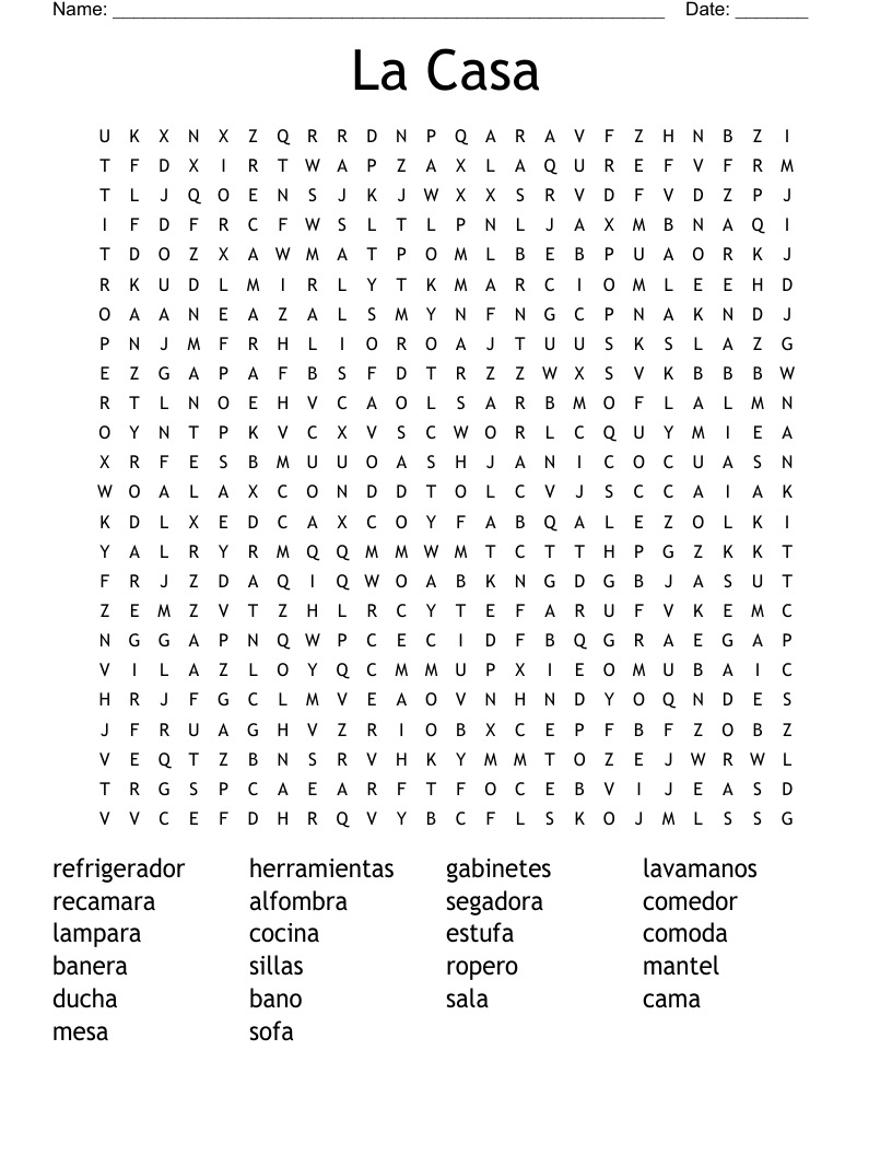 La Casa Word Search