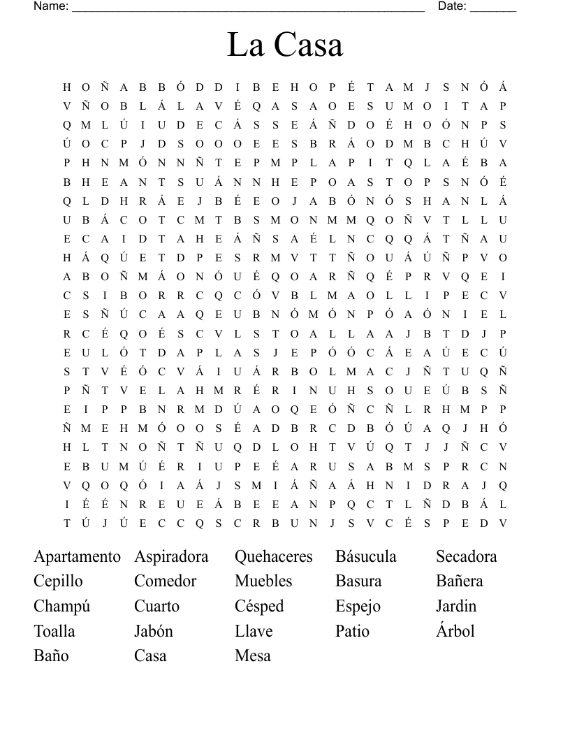 La Casa Word Search