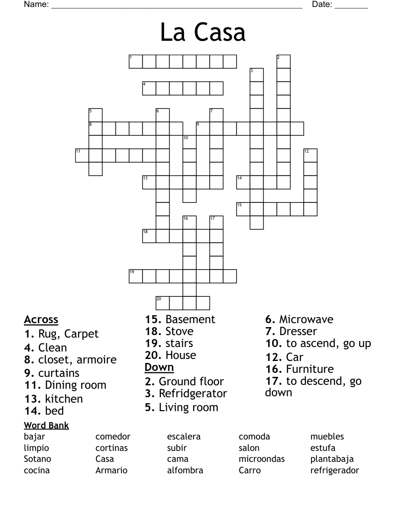 La Casa Crossword