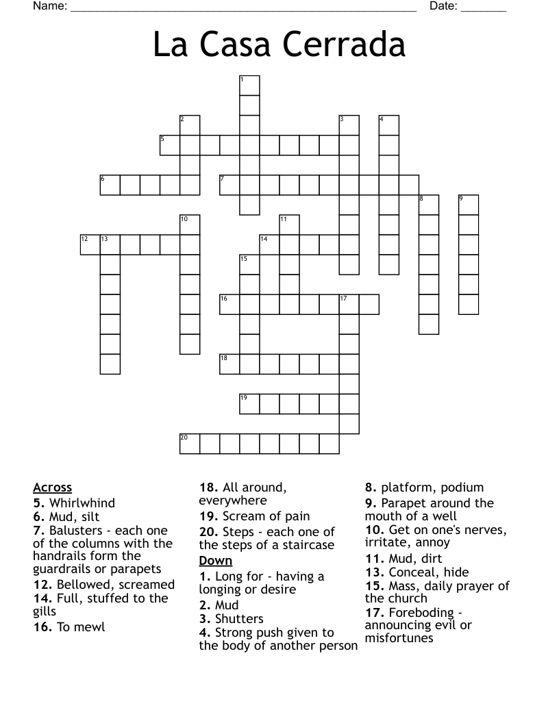 La Casa Cerrada Crossword