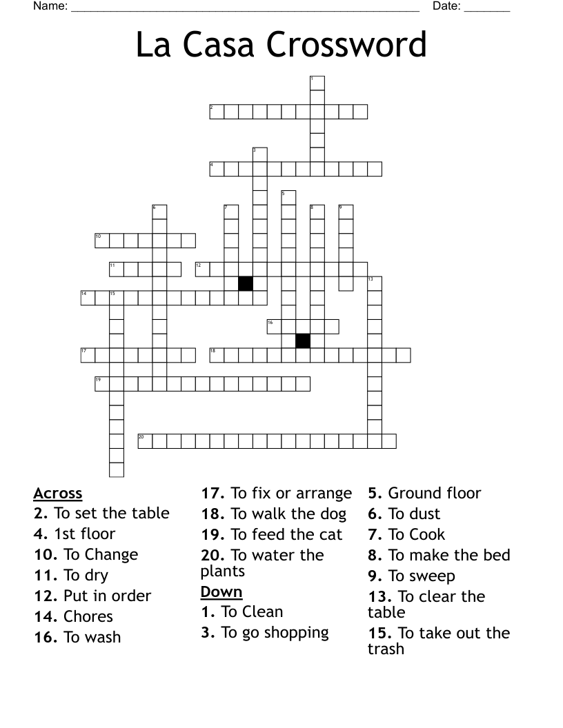 La Casa Crossword