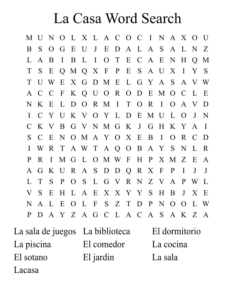 La Casa Word Search