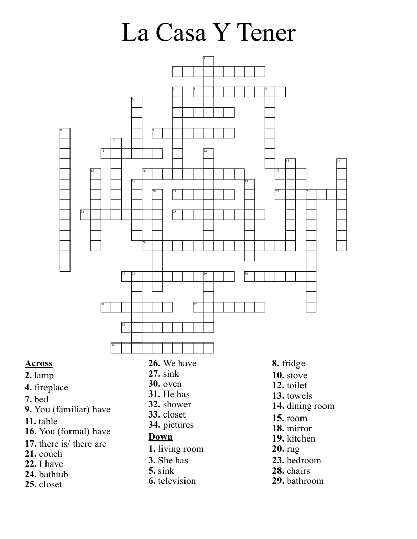 La Casa Y Tener Crossword