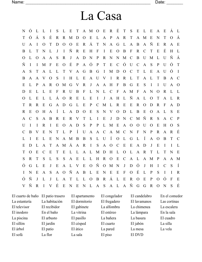 La Casa  Word Search
