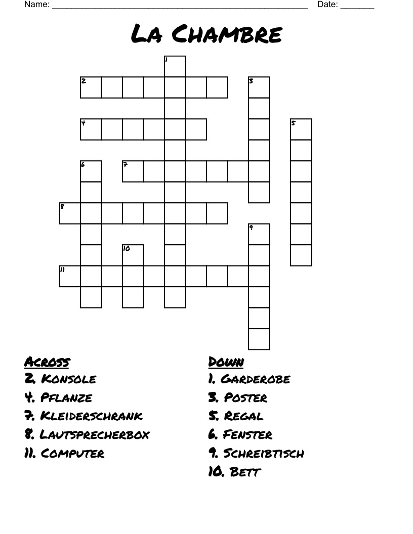 La Chambre Crossword