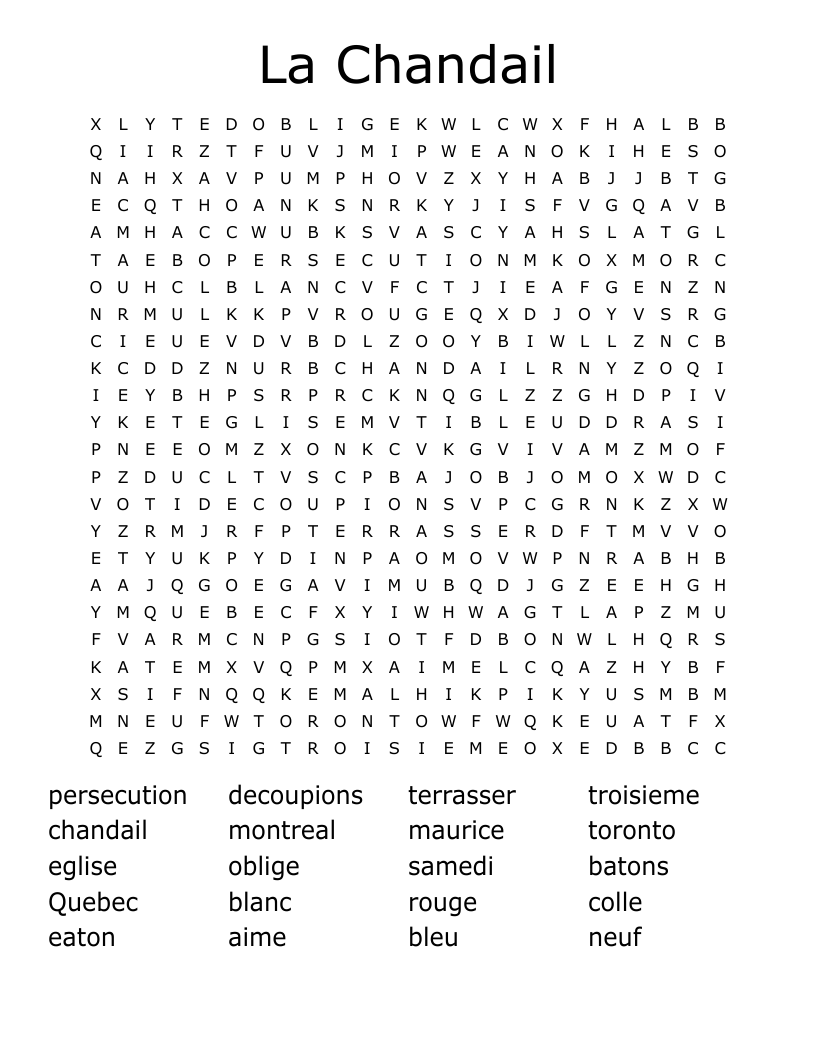 La Chandail Word Search