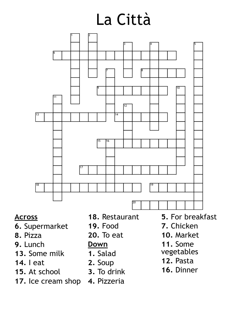 La Città Crossword
