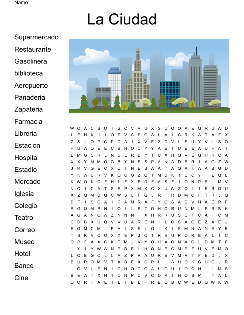 La Ciudad Word Search