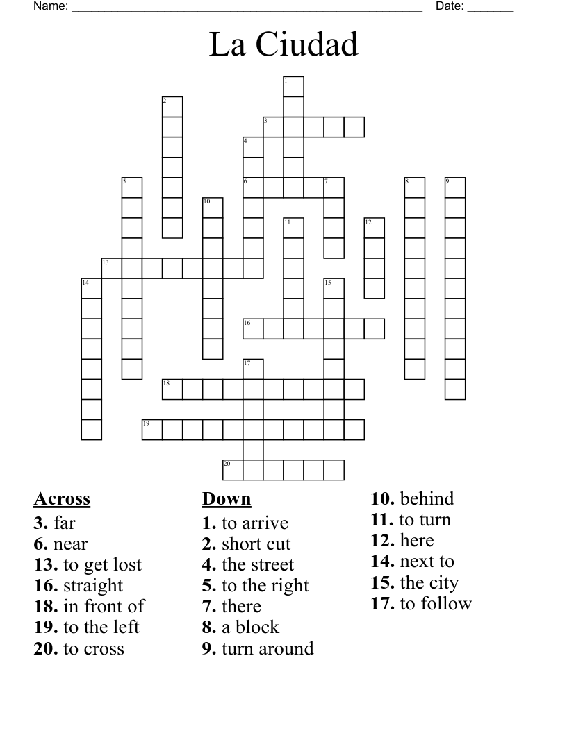 La Ciudad Crossword
