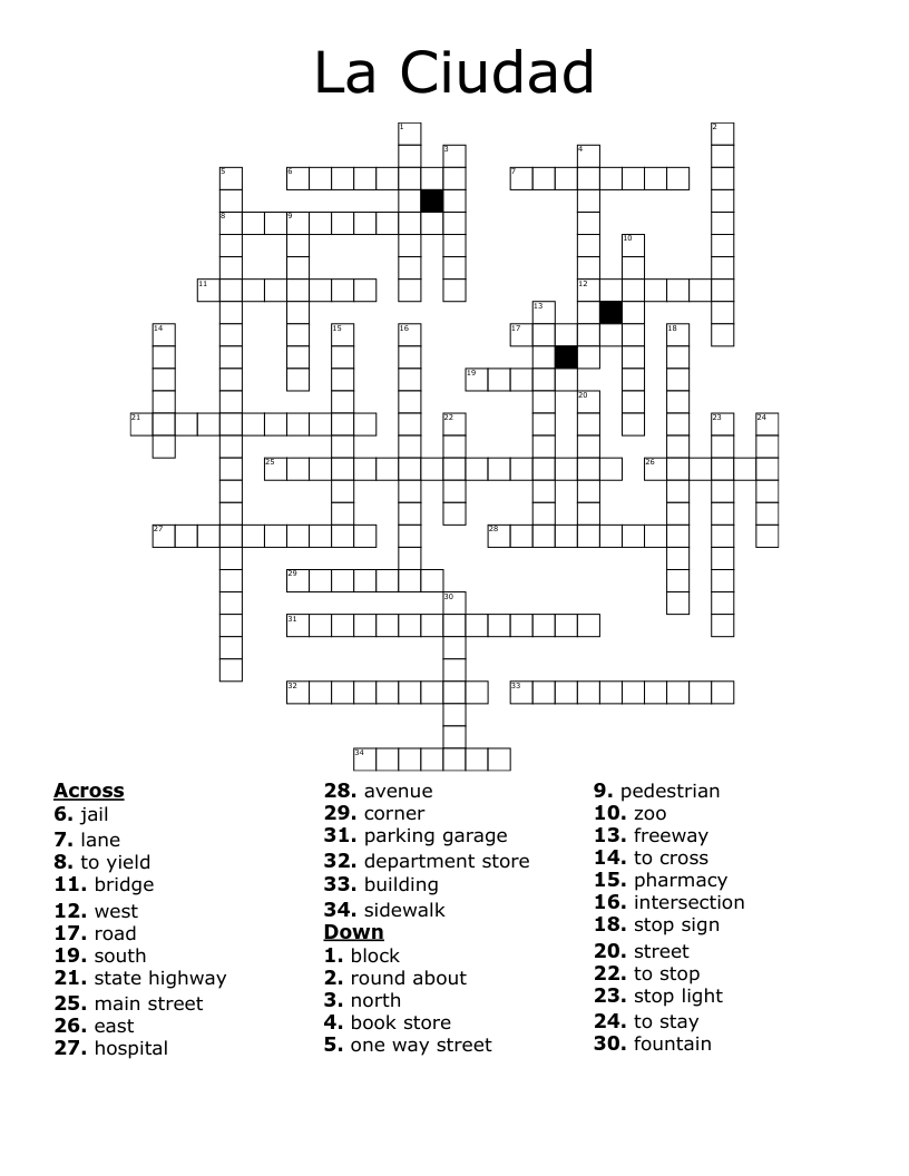 La Ciudad Crossword