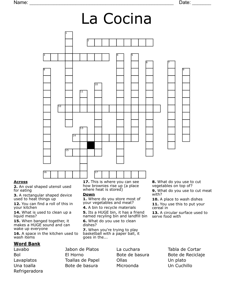 La Cocina Crossword