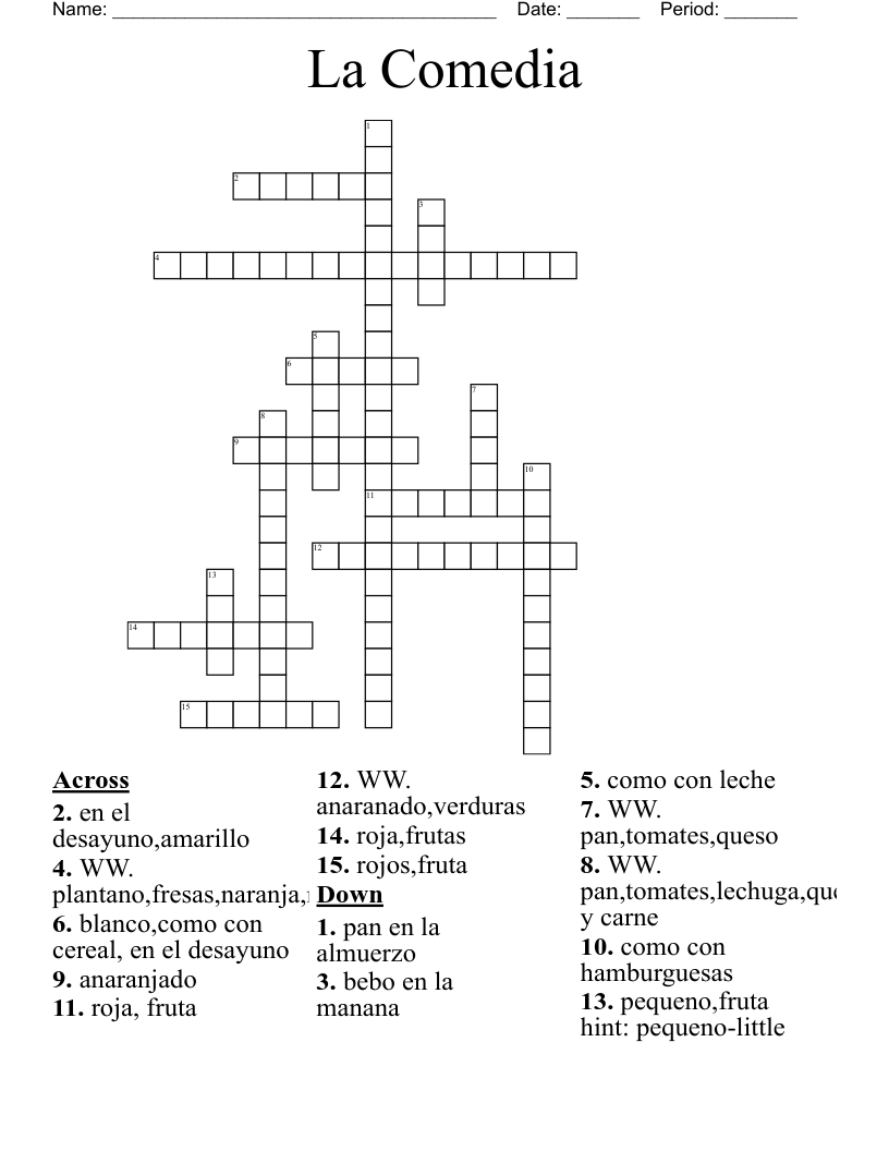 La Comedia  Crossword