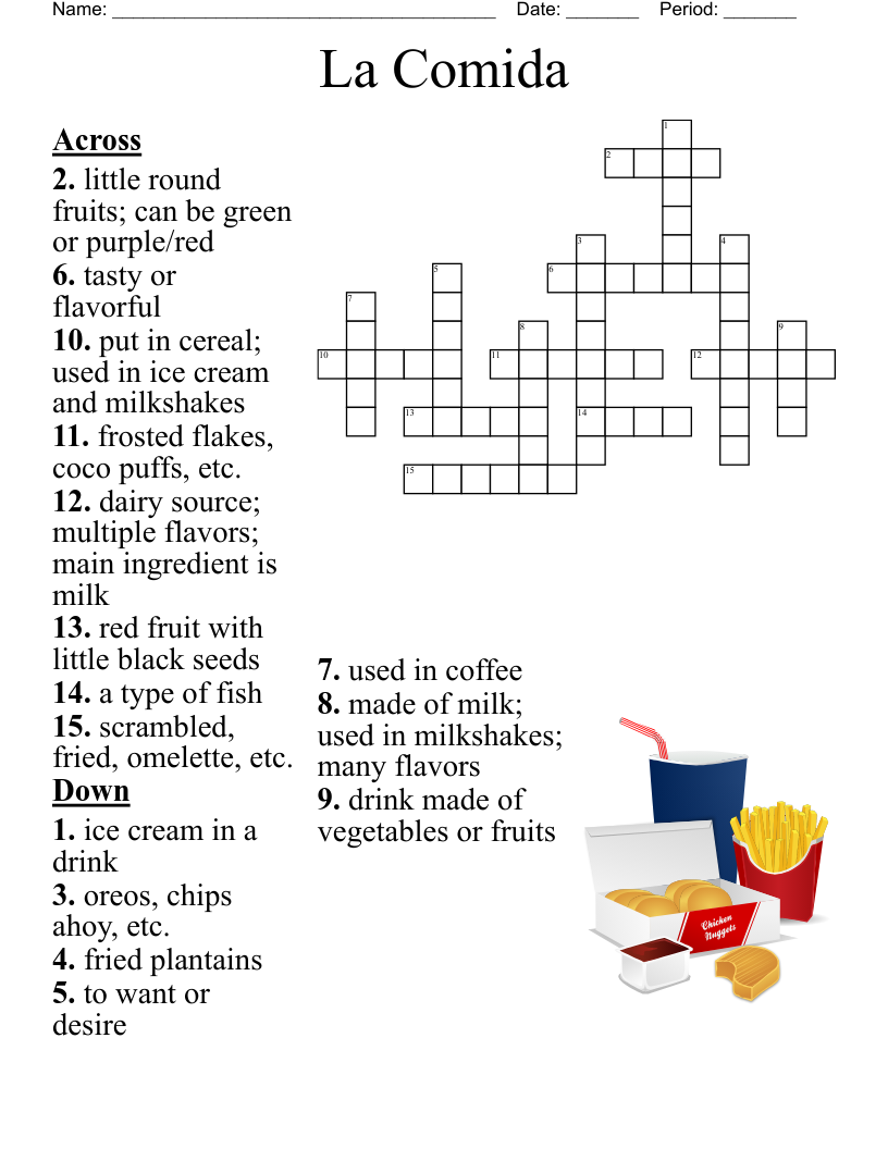 La Comida Crossword