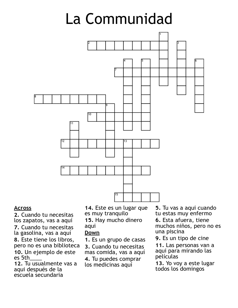 La Communidad Crossword