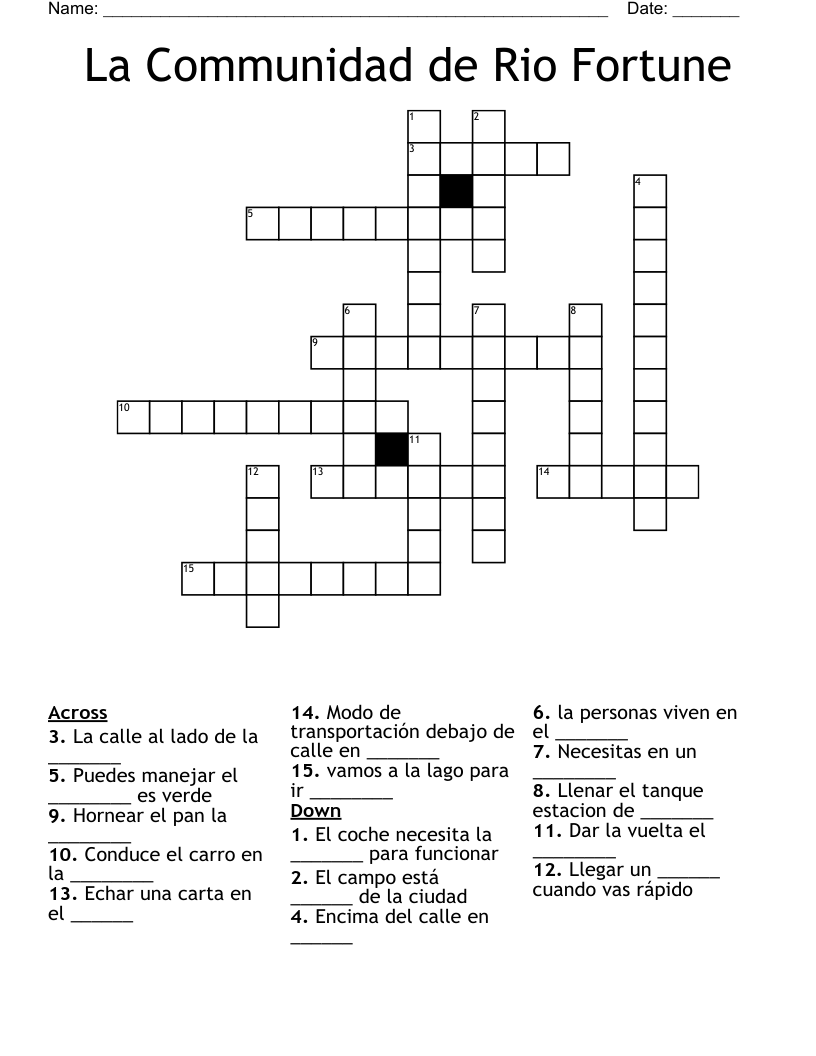 La Communidad de Rio Fortune Crossword