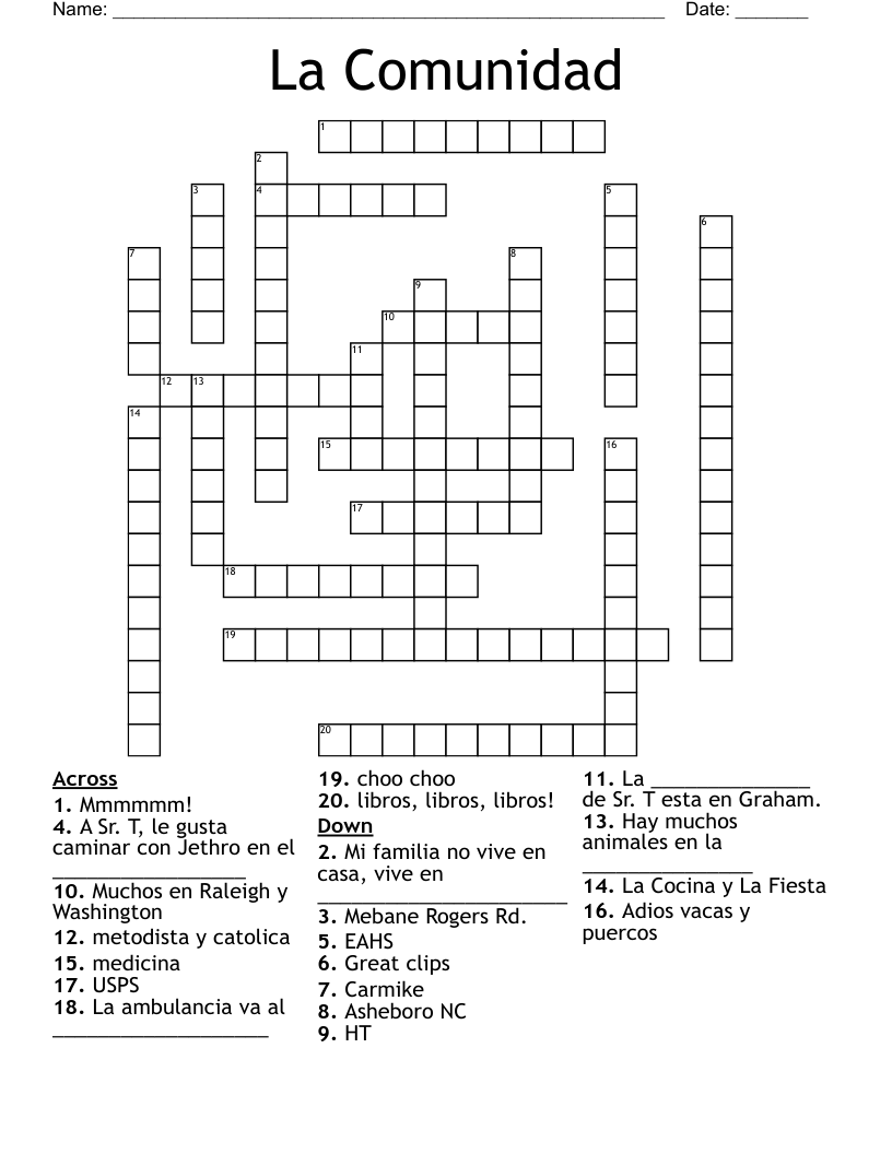 La Comunidad Crossword