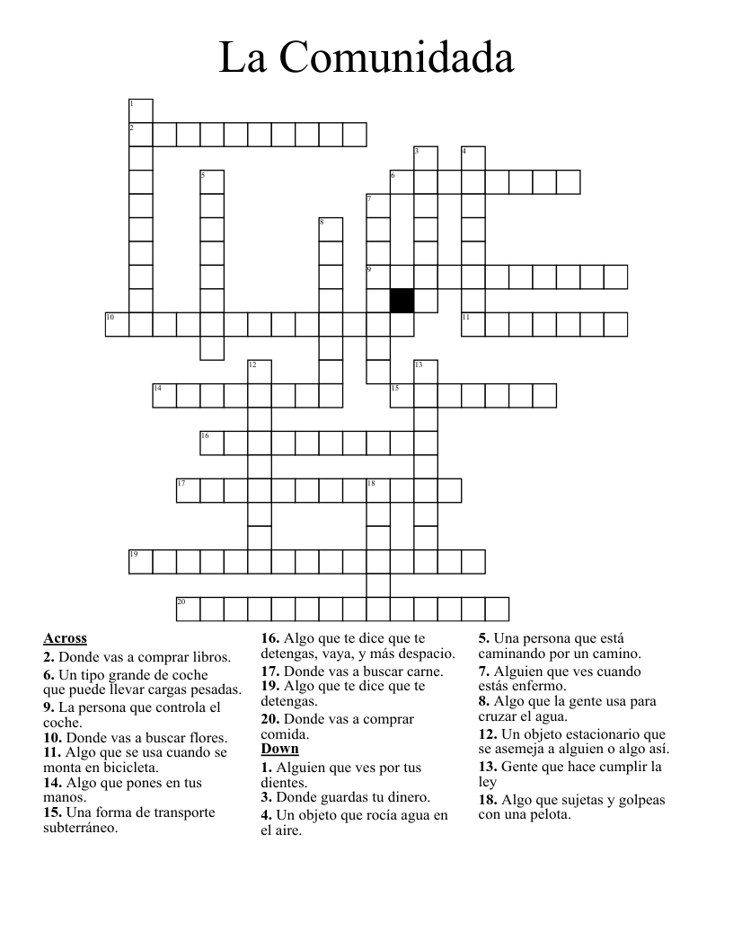 La Comunidada Crossword