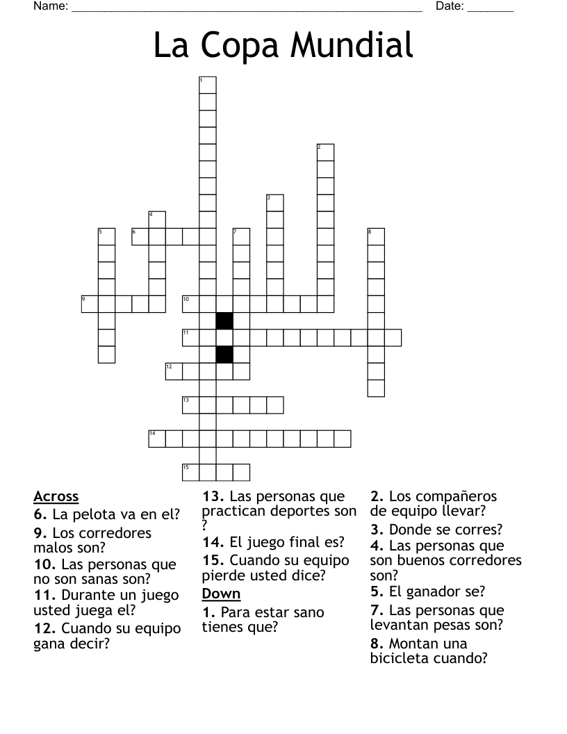 La Copa Mundial Crossword