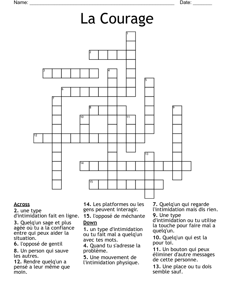 La Courage  Crossword
