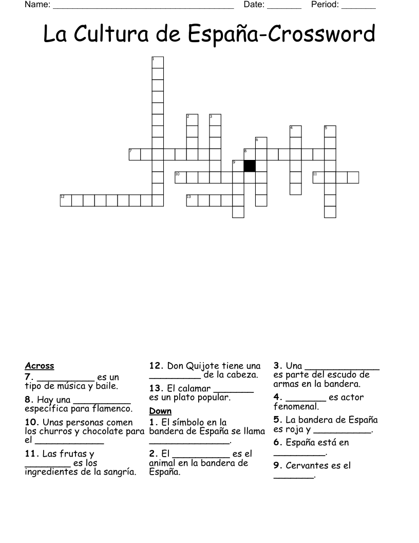 La Cultura de España-Crossword