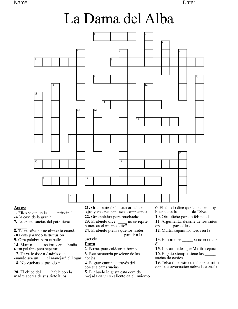 La Dama del Alba Crossword