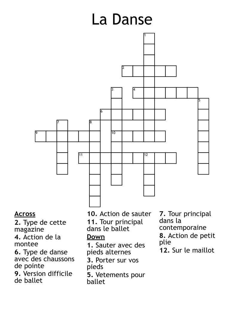 La Danse Crossword