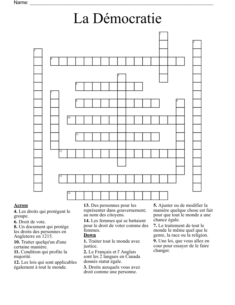 La Démocratie Crossword