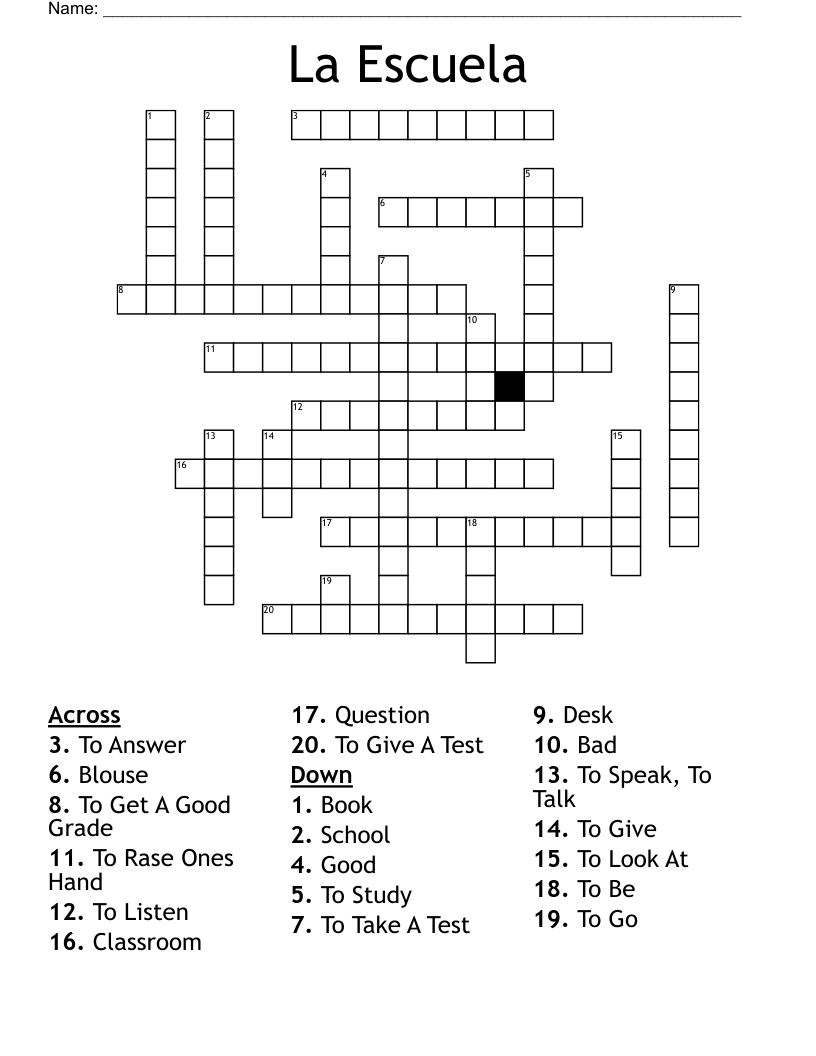 La Escuela Crossword